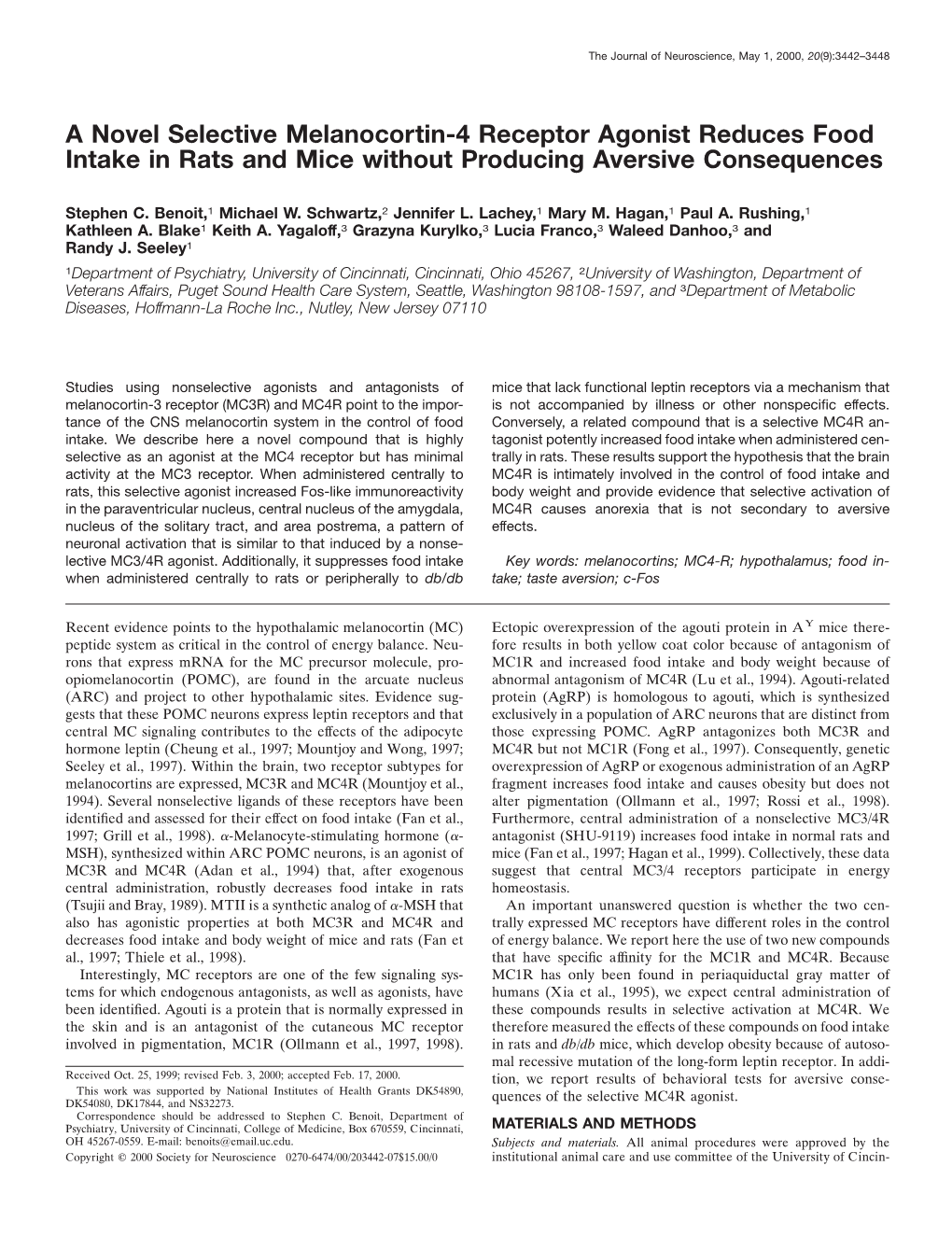 A Novel Selective Melanocortin-4 Receptor Agonist Reduces Food Intake in Rats and Mice Without Producing Aversive Consequences