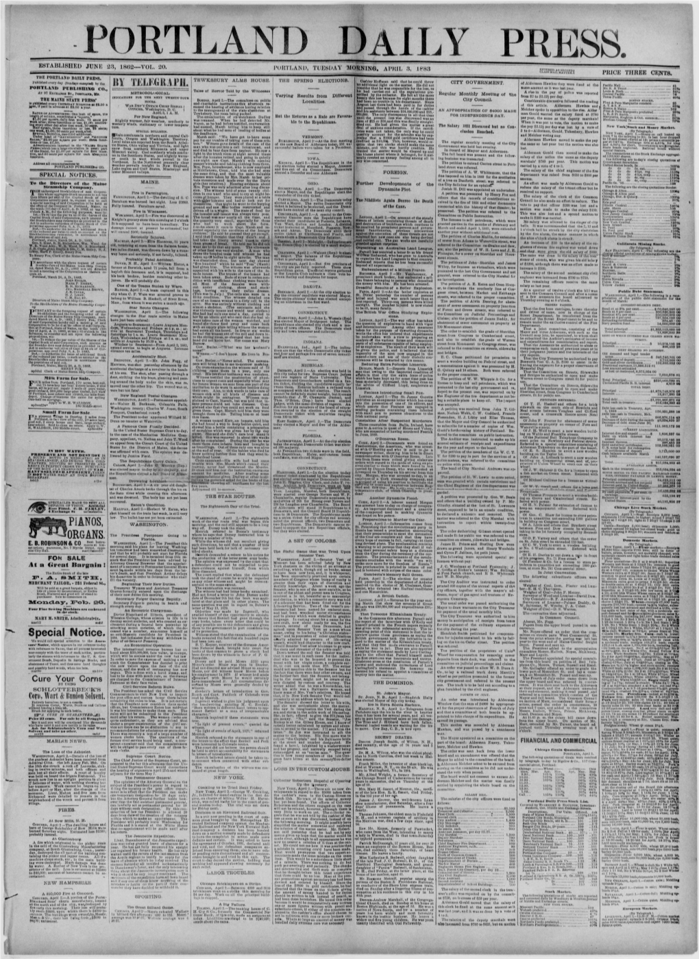 Portland Daily Press: April 03,1883
