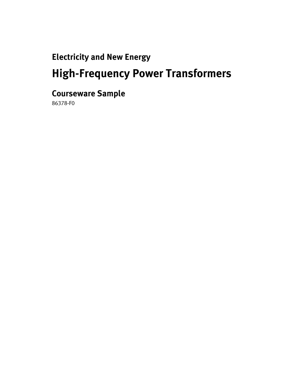 High-Frequency Power Transformers