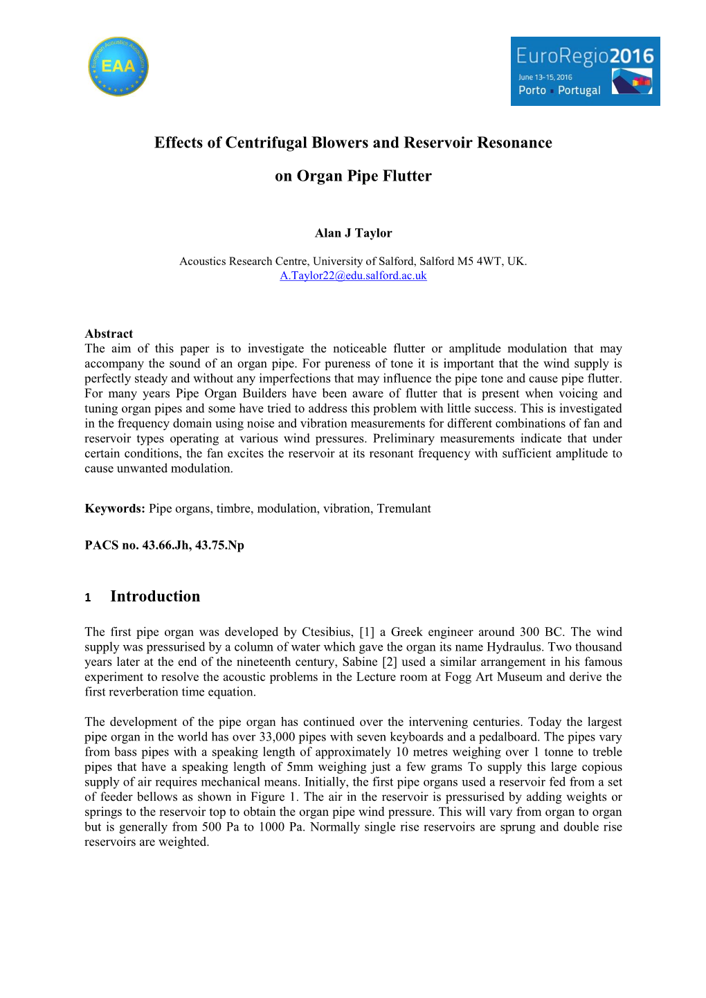 Effects of Centrifugal Blowers and Reservoir Resonance on Organ