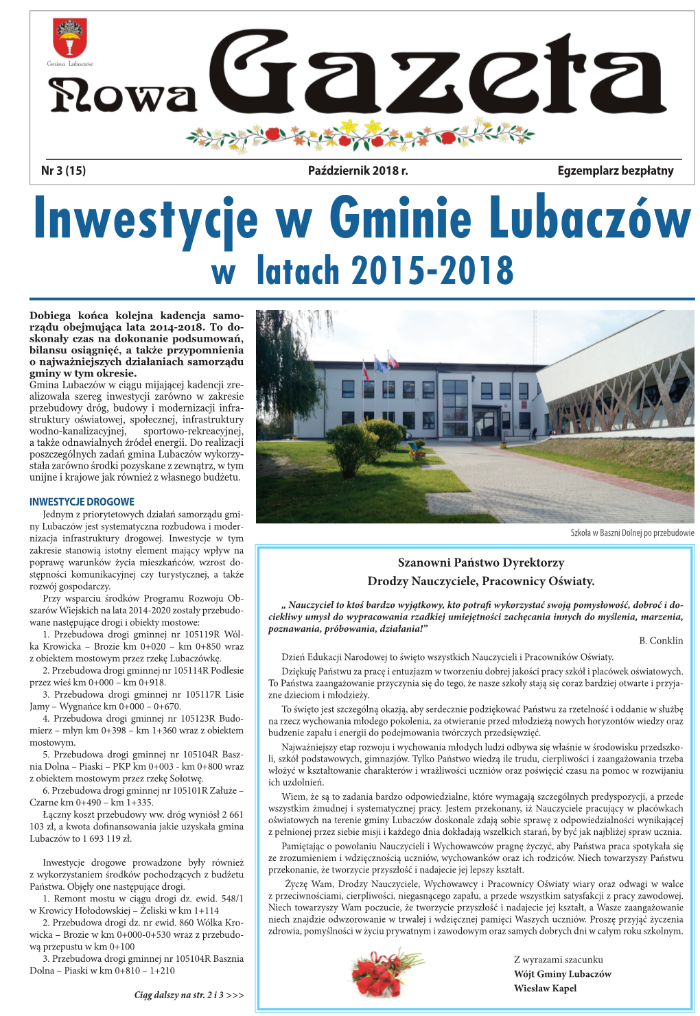 Inwestycje W Gminie Lubaczów W Latach 2015-2018