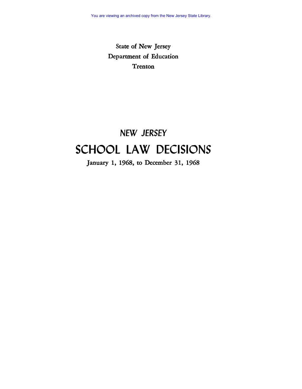 1968, to December 31, 1968 You Are Viewing an Archived Copy from the New Jersey State Library