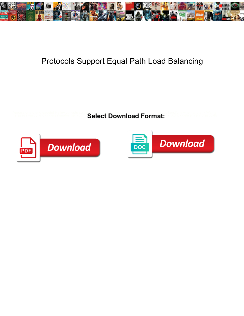 Protocols Support Equal Path Load Balancing