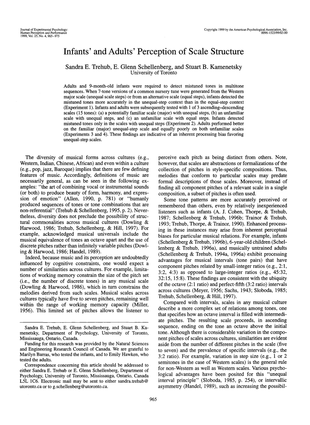 Infants' and Adults' Perception of Scale Structure