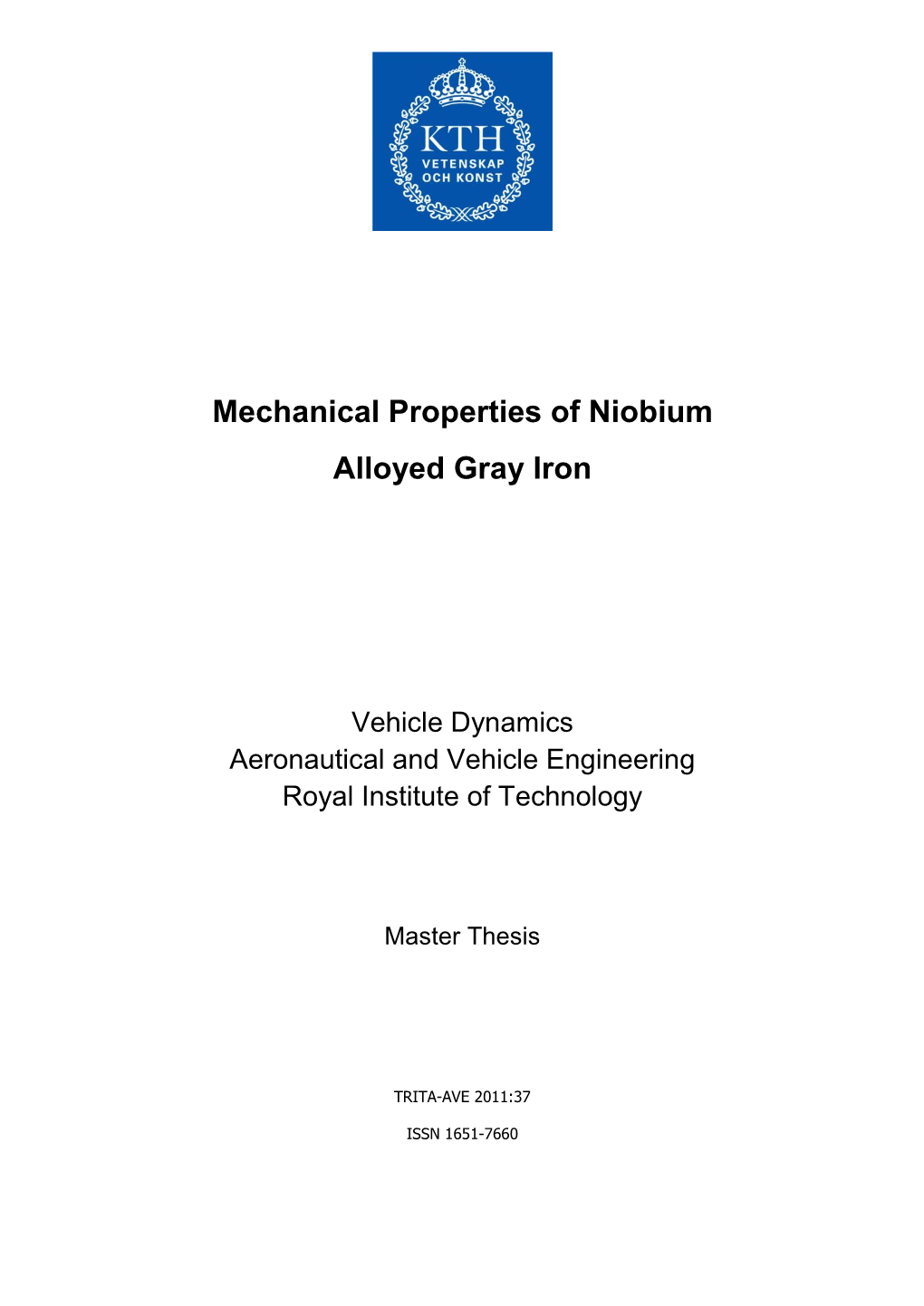 Mechanical Properties of Niobium Alloyed Gray Iron