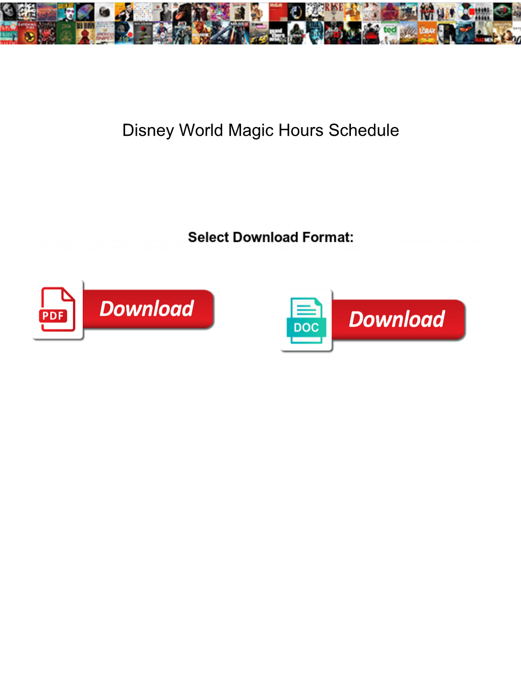 Disney World Magic Hours Schedule