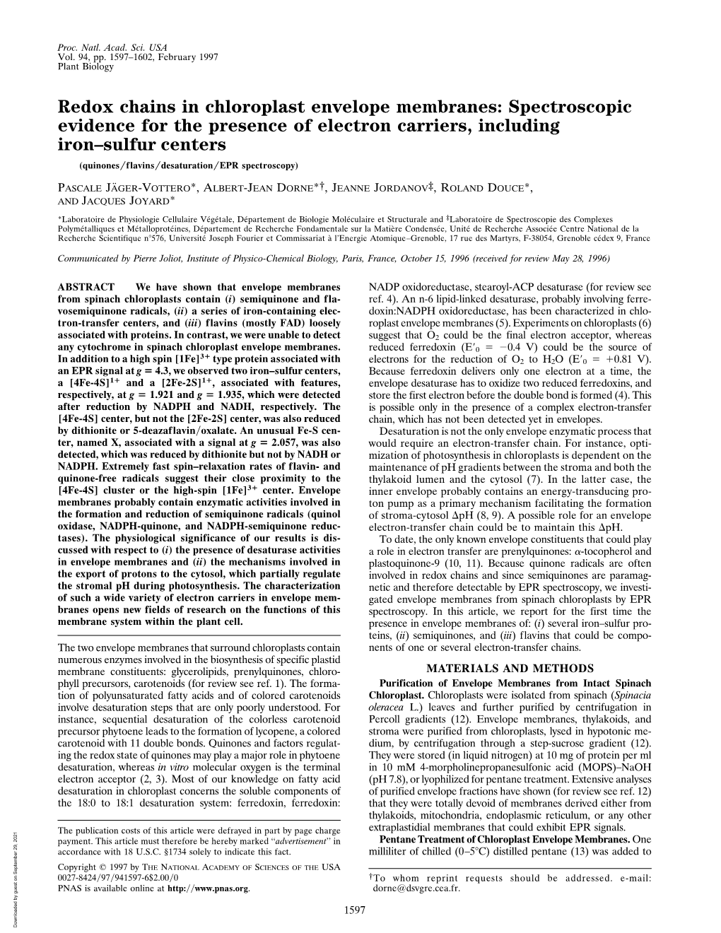 Redox Chains in Chloroplast Envelope Membranes