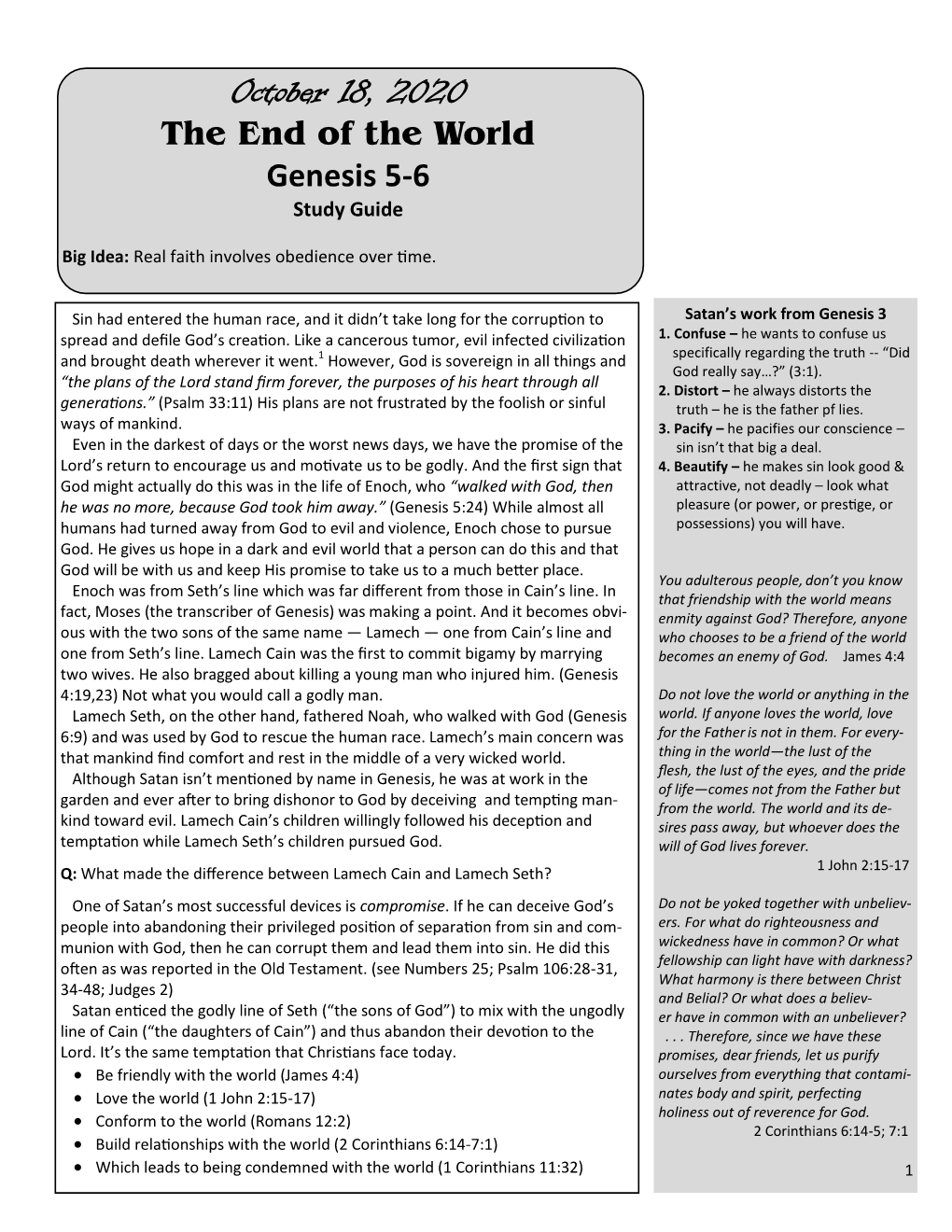 Genesis 5-6 Study Guide