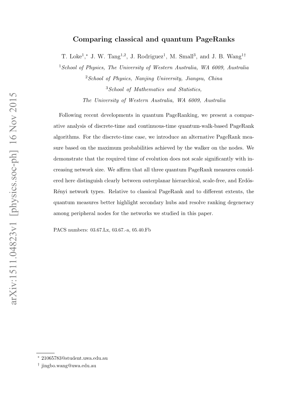 Arxiv:1511.04823V1 [Physics.Soc-Ph] 16 Nov 2015