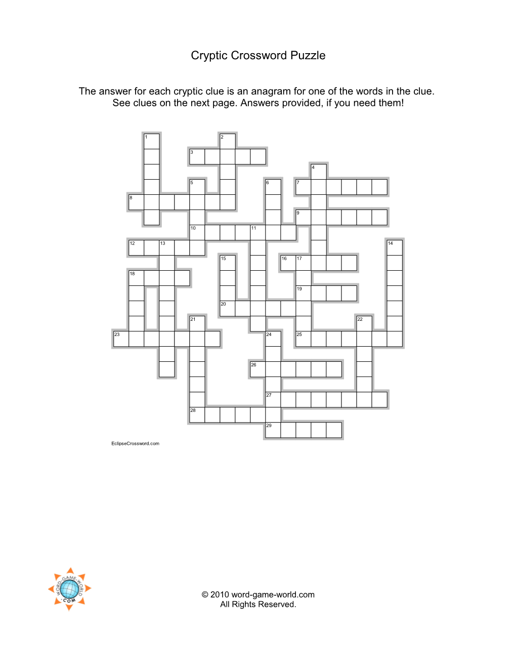 Cryptic Crossword Puzzle