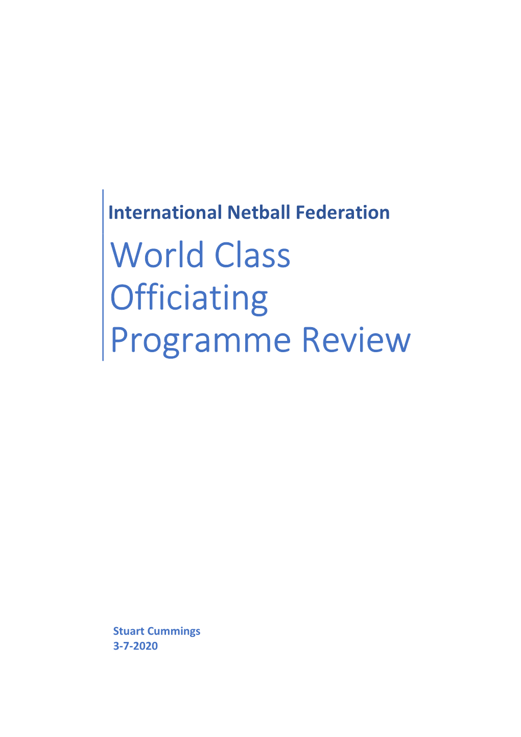 World Class Officiating Programme Review