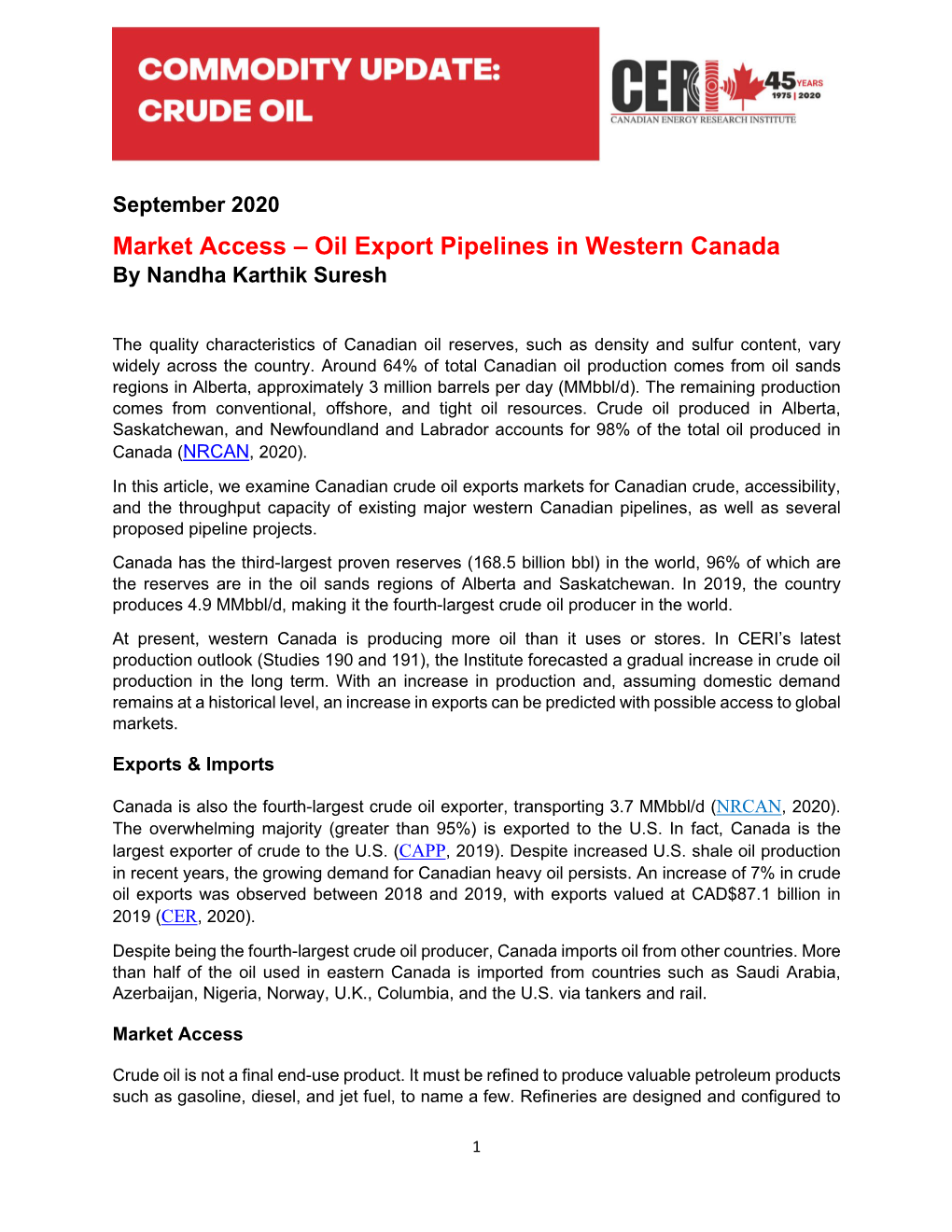 Oil Export Pipelines in Western Canada by Nandha Karthik Suresh