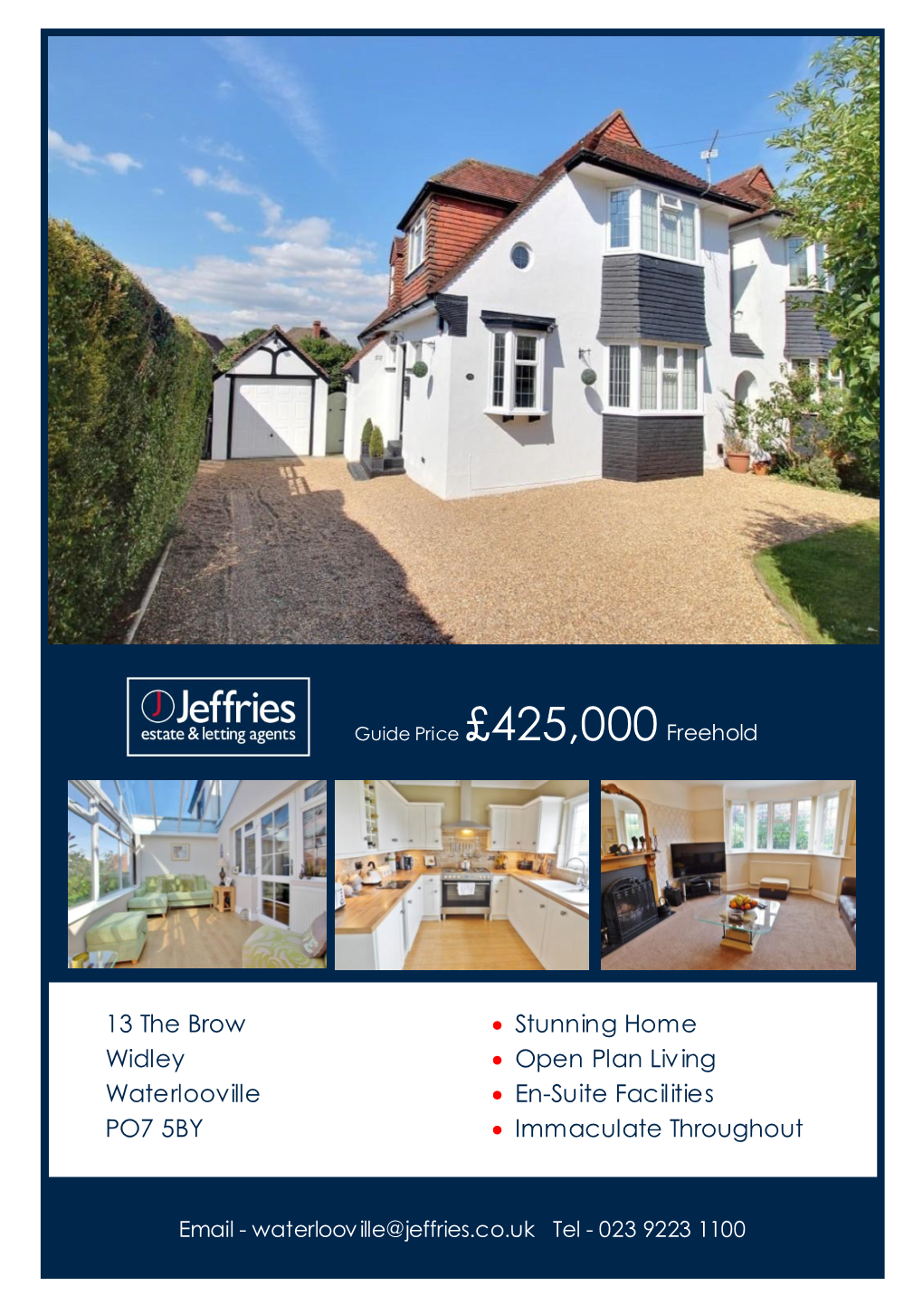 13 the Brow Widley Waterlooville PO7 5BY • Stunning Home • Open Plan Living • En-Suite Facilities • Immaculate Throughou