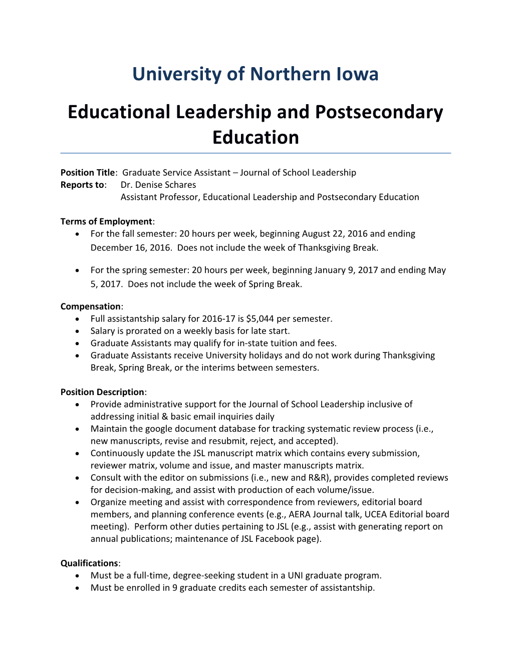 Educational Leadership and Postsecondary Education