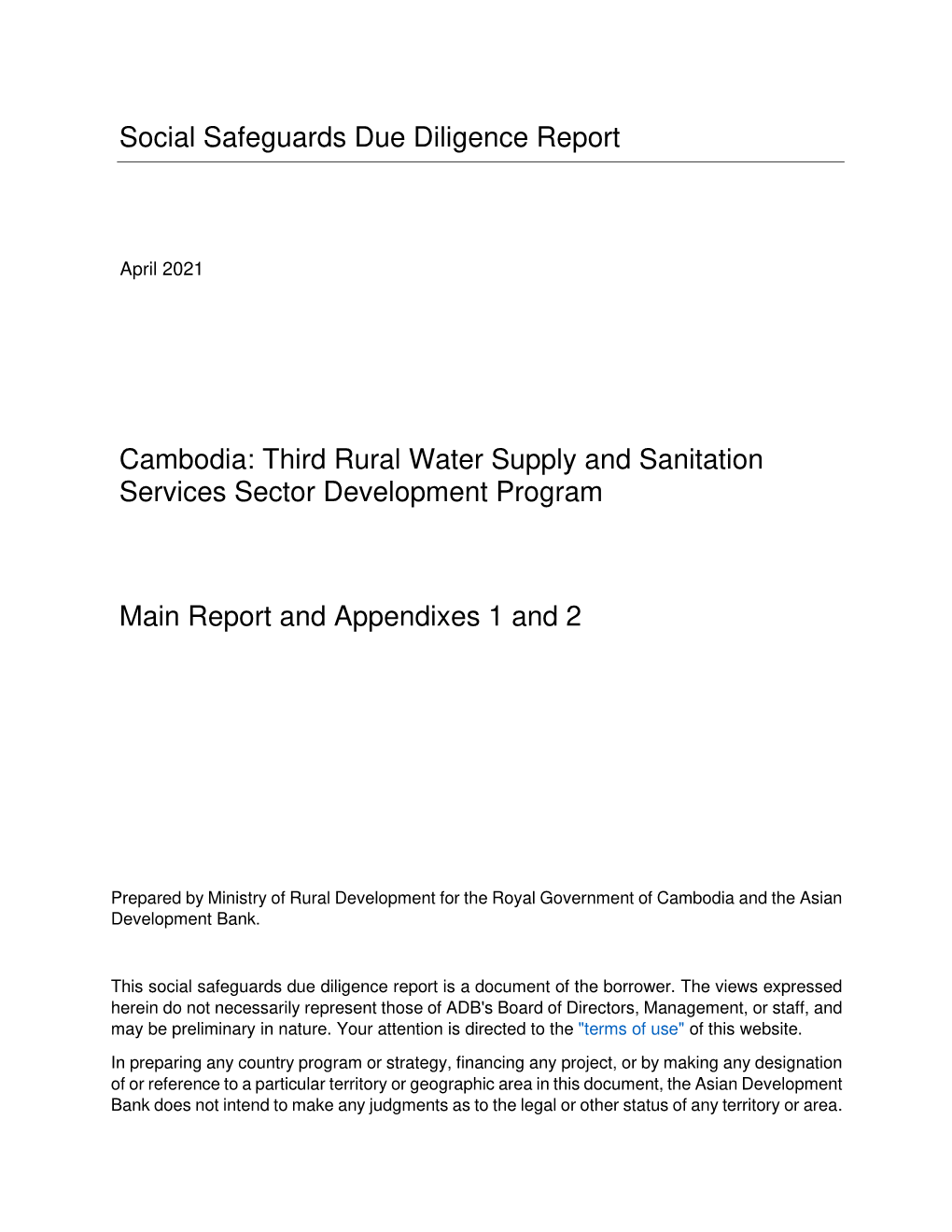 Third Rural Water Supply and Sanitation Services Sector Development Program