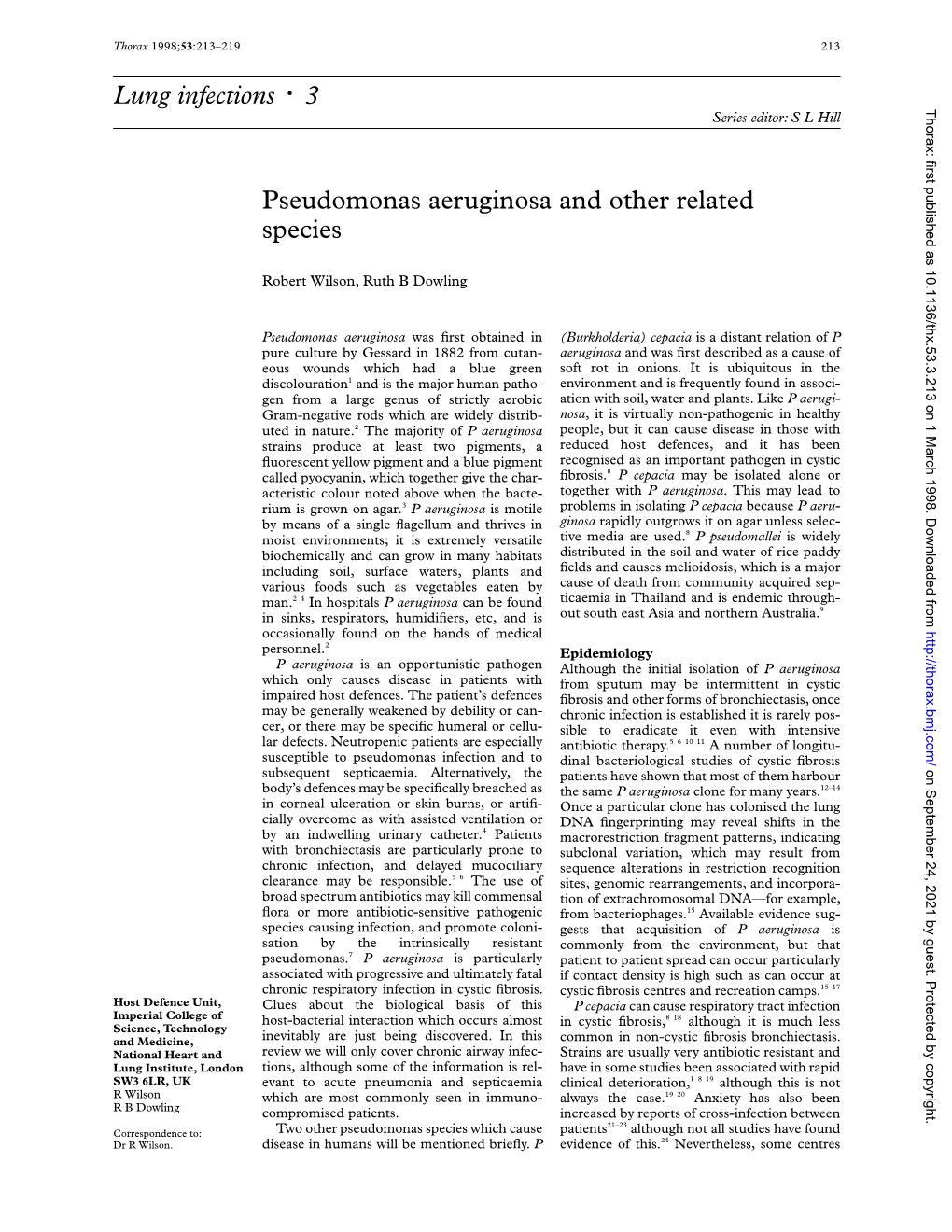 Lung Infections C 3 Pseudomonas Aeruginosa and Other Related Species