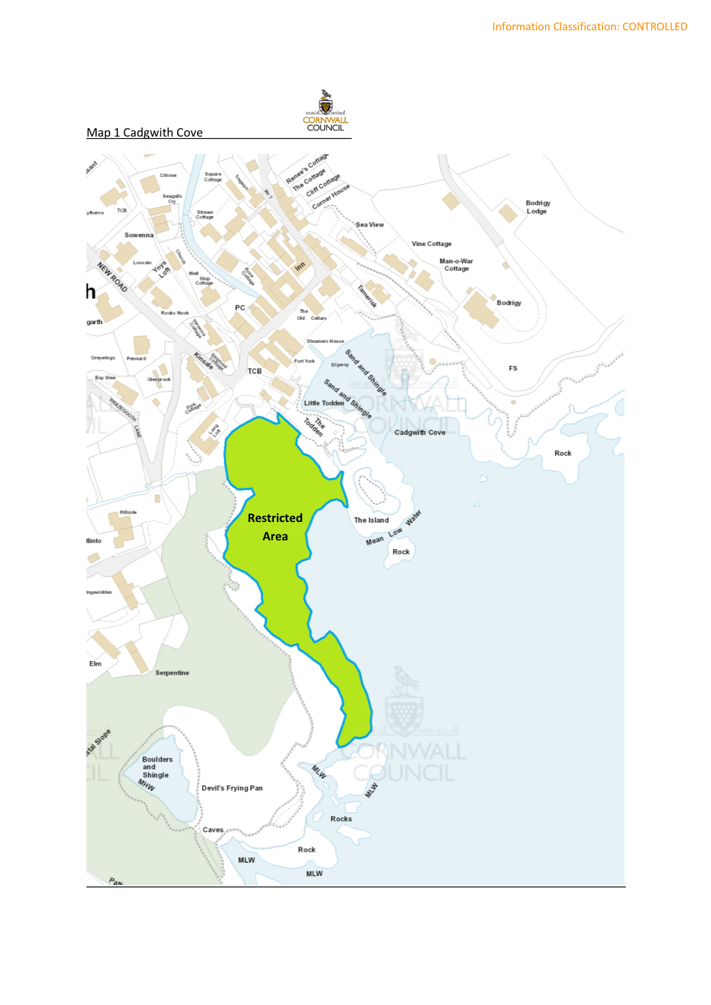 Map 1 Cadgwith Cove Restricted Area