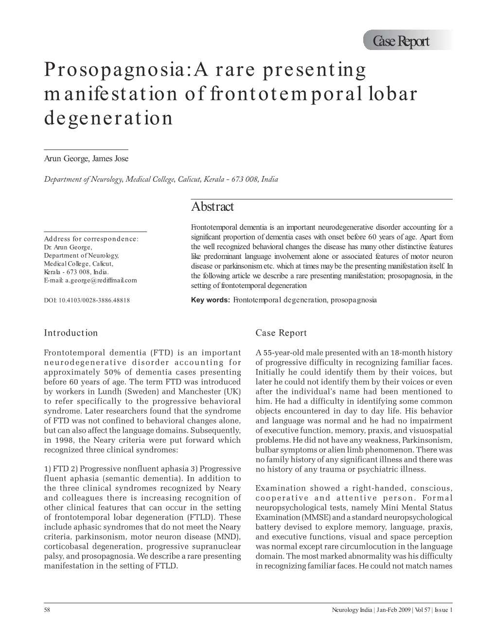 Prosopagnosia: a Rare Presenting Manifestation of Frontotemporal Lobar Degeneration