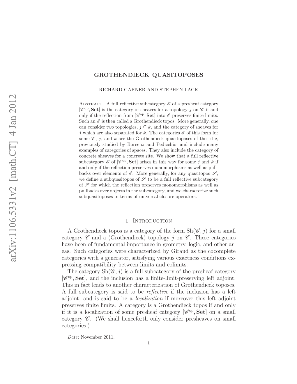 Grothendieck Quasitoposes 3