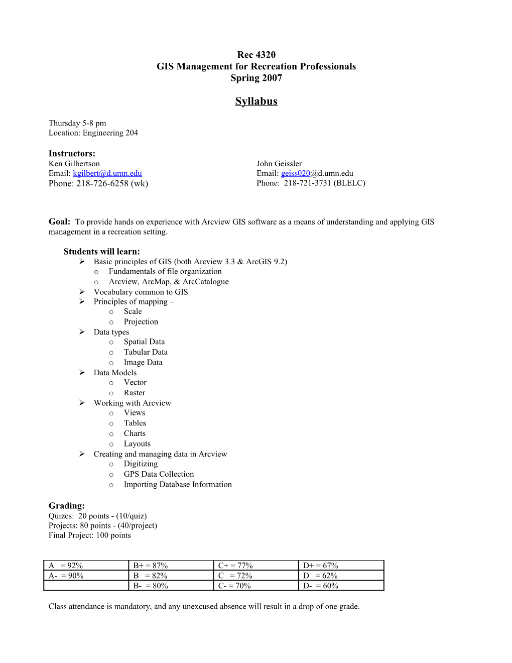 GIS Management for Recreation Professionals