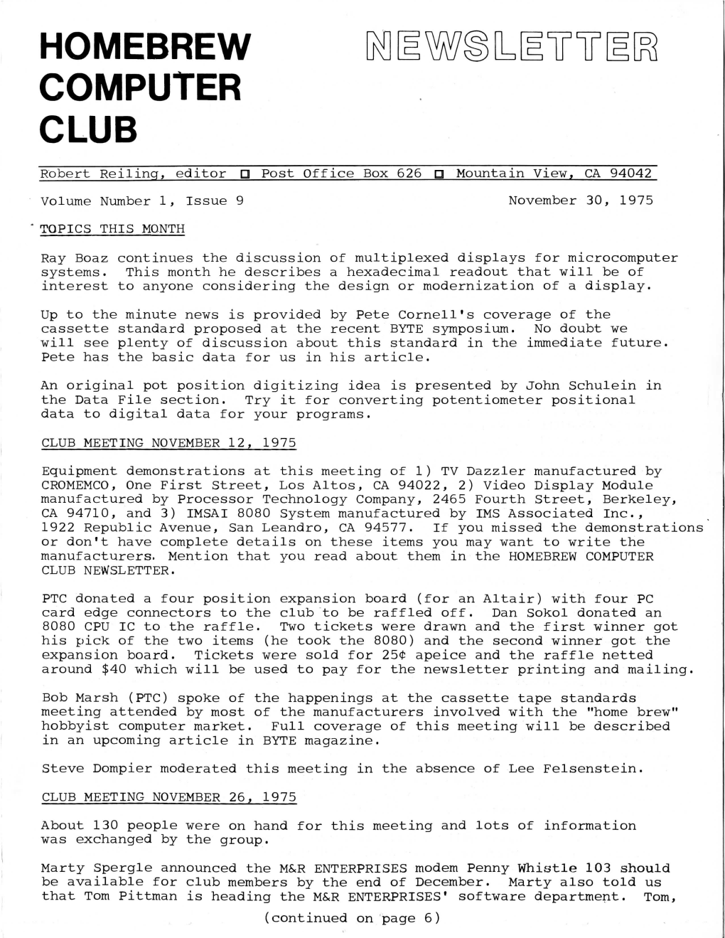 Newsletter Computer Club