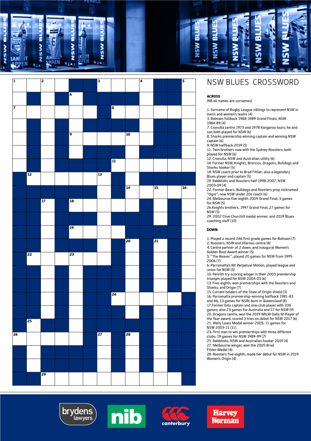 Nsw Blues Crossword