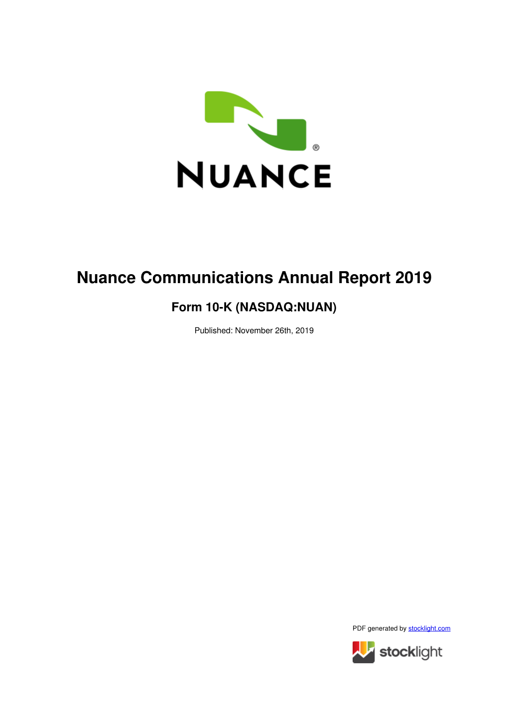 Nuance Communications Annual Report 2019