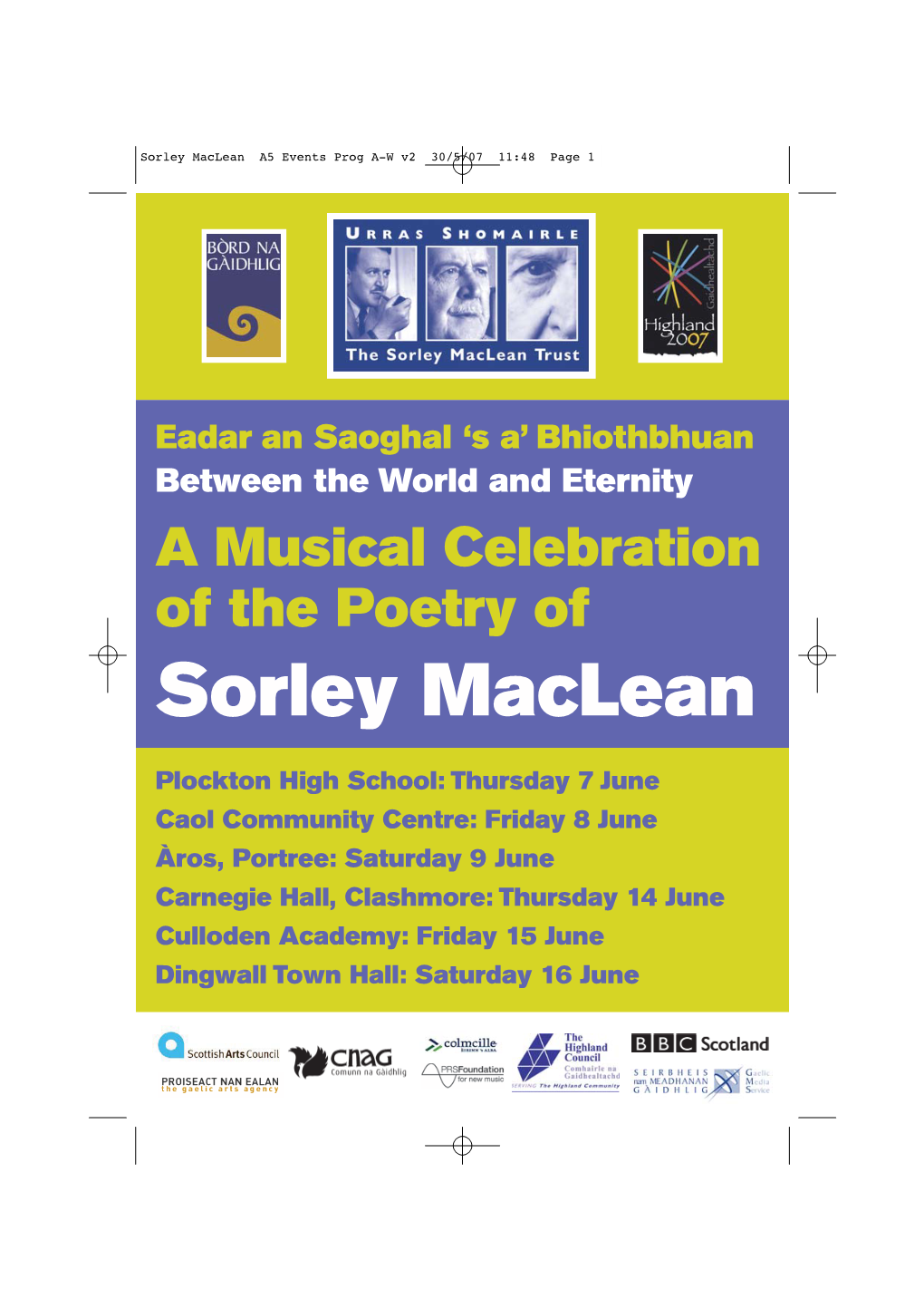 Sorley Maclean A5 Events Prog A-W V2 30/5/07 11:48 Page 1