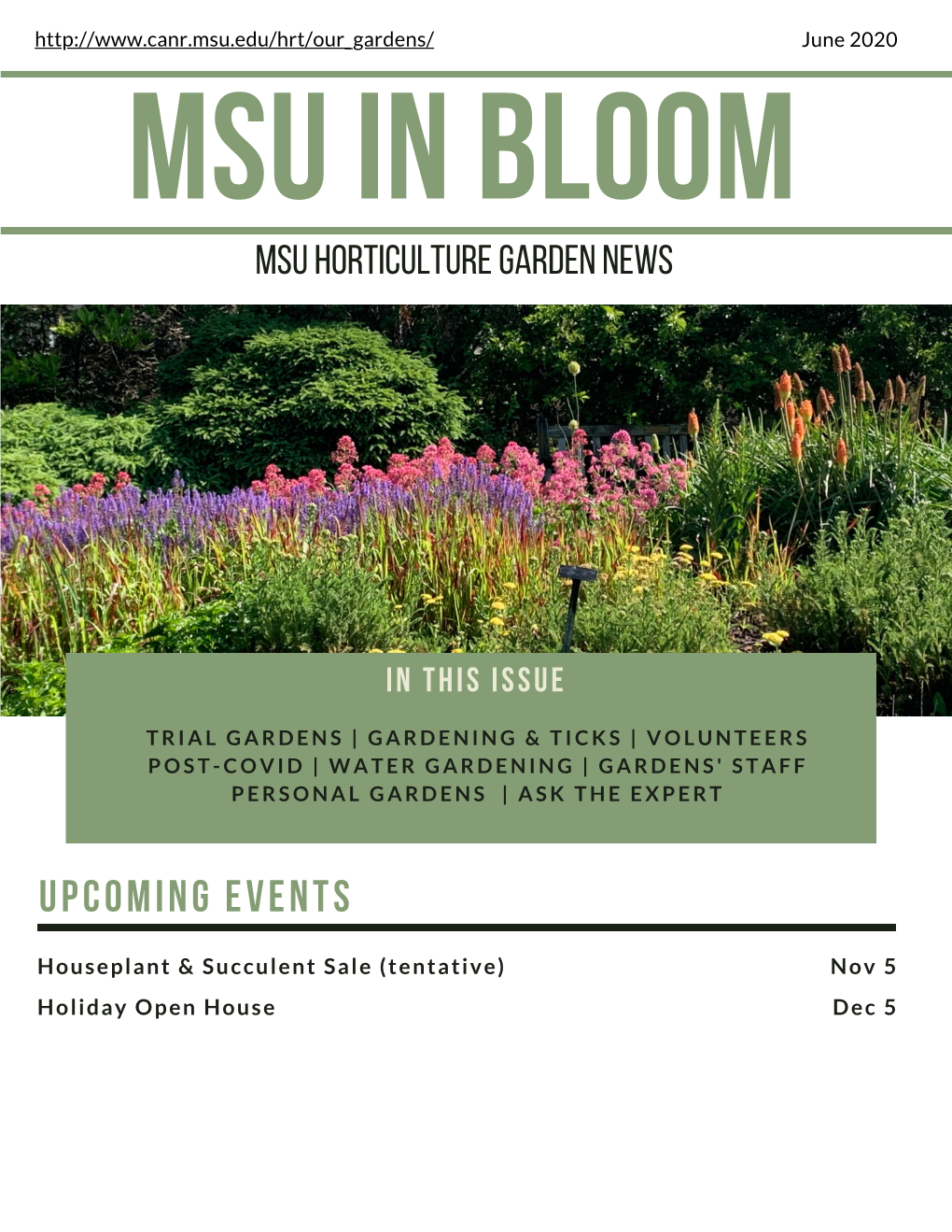 June 2020 Msu in Bloom MSU HORTICULTURE GARDEN NEWS