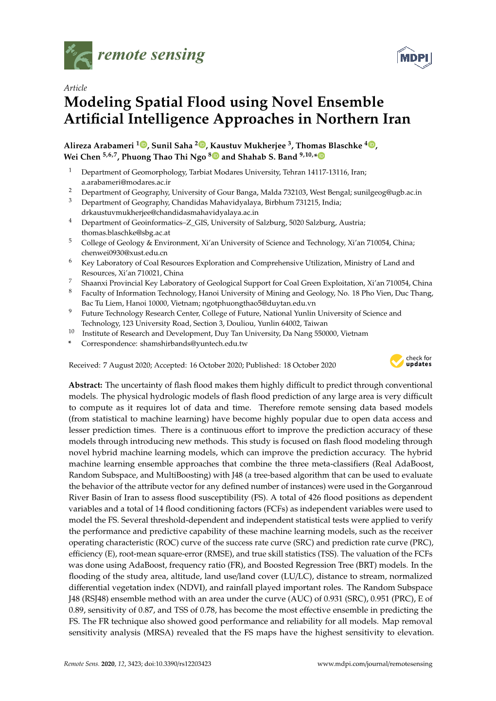 Modeling Spatial Flood Using Novel Ensemble Artificial Intelligence