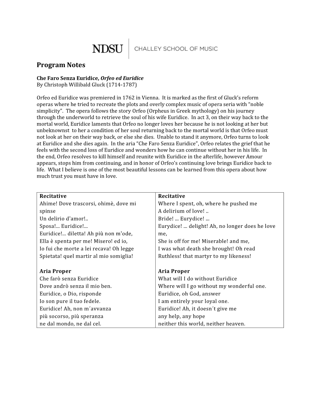 Program Notes