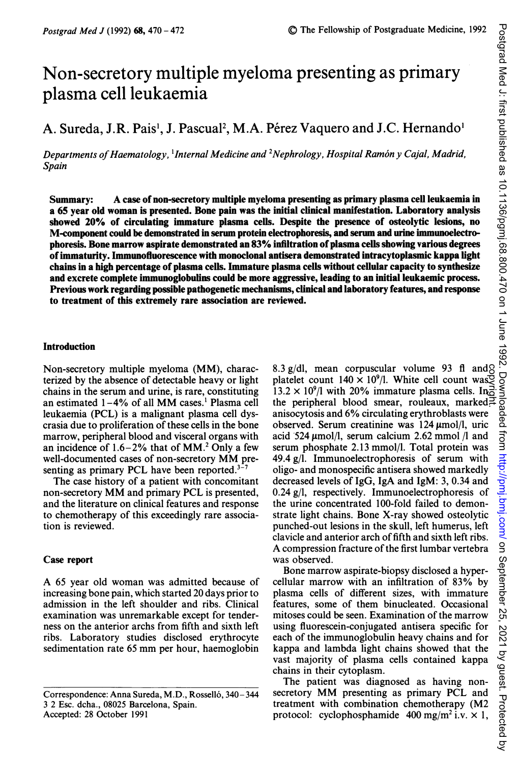 Non-Secretory Multiple Myeloma Presenting As Primary Plasma Cell Leukaemia A