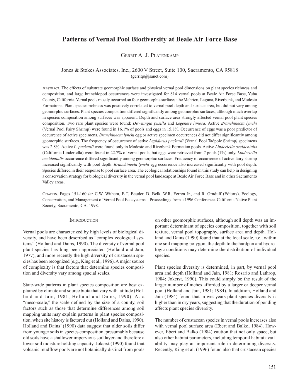 2.9 Patterns of Vernal Pool Biodiversity at Beale Air Force Base