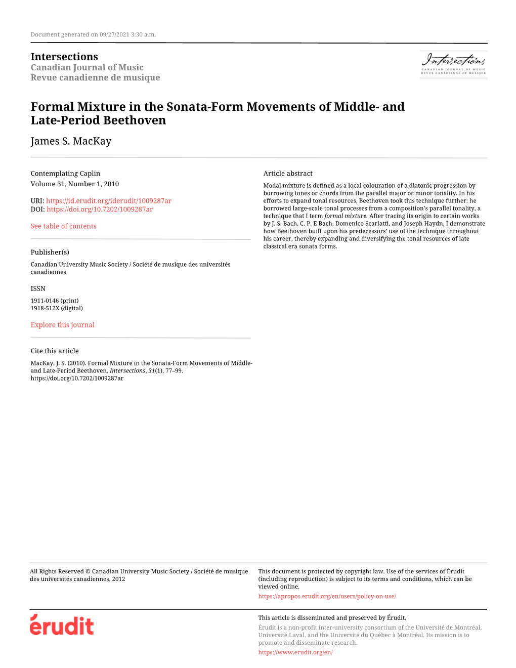 Formal Mixture in the Sonata-Form Movements of Middle- and Late-Period Beethoven James S