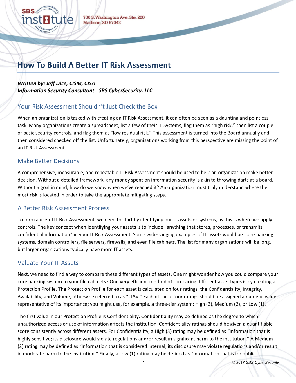 How to Build a Better IT Risk Assessment