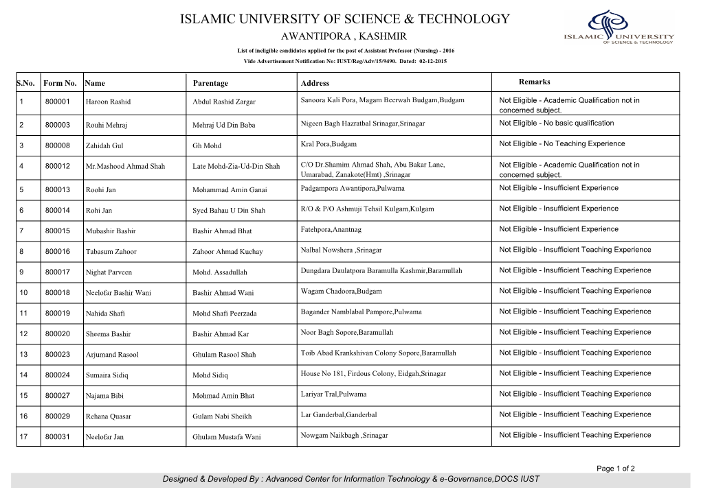 Islamic University of Science & Technology