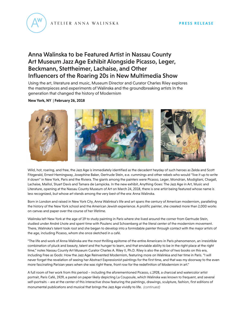 Anna Walinska to Be Featured Artist in Nassau County Art Museum Jazz