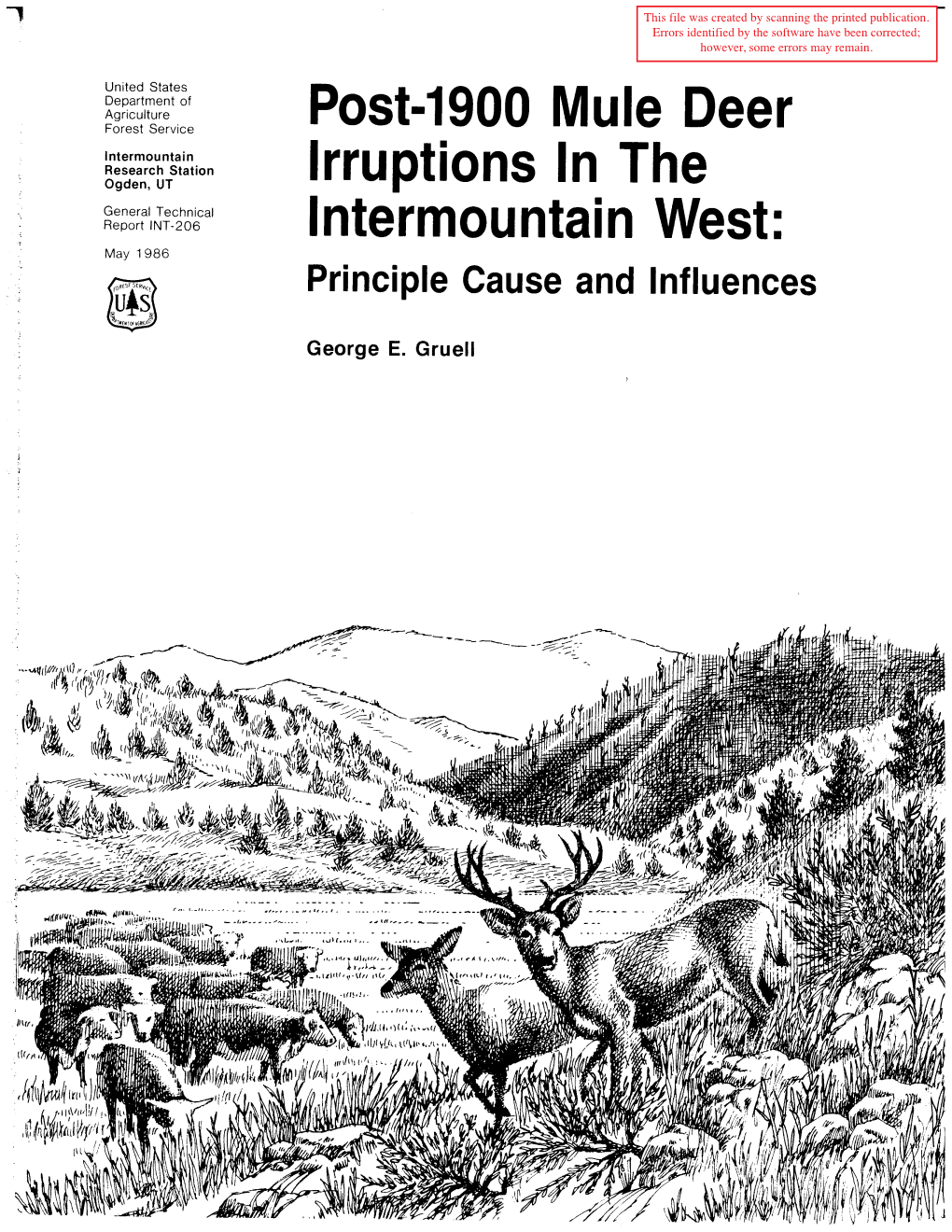 Post-1900 Mule Deer Irruptions in the Intermountain West: Principal Cause and Influences