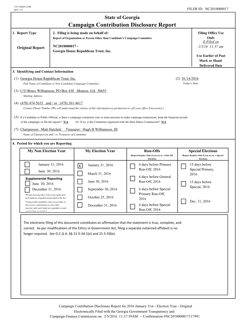 Campaign Contribution Disclosure Report 1