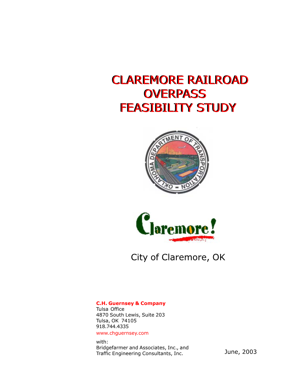 Claremore Railroad Overpass Feasibility Study 2003