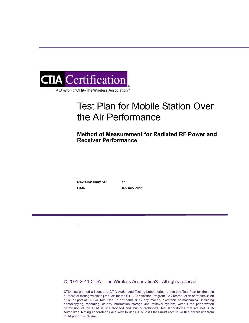 Test Plan for Mobile Station Over the Air Performance