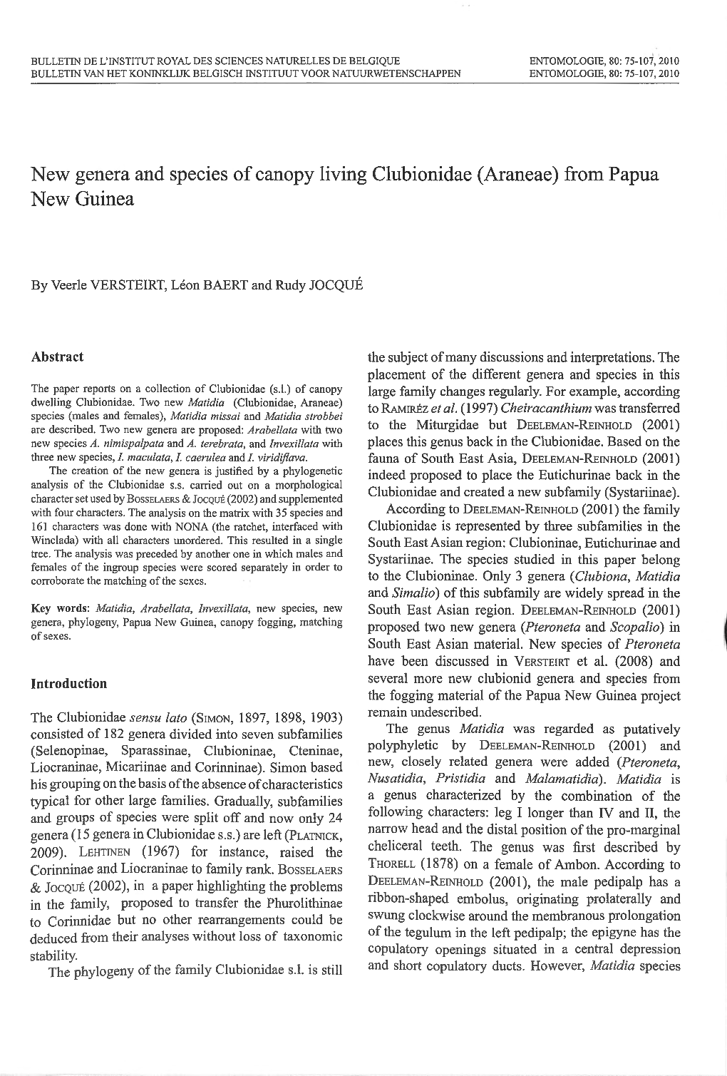 New Genera and Species of Canopy Living Clubionidae (Araneae) from Papua New Guinea