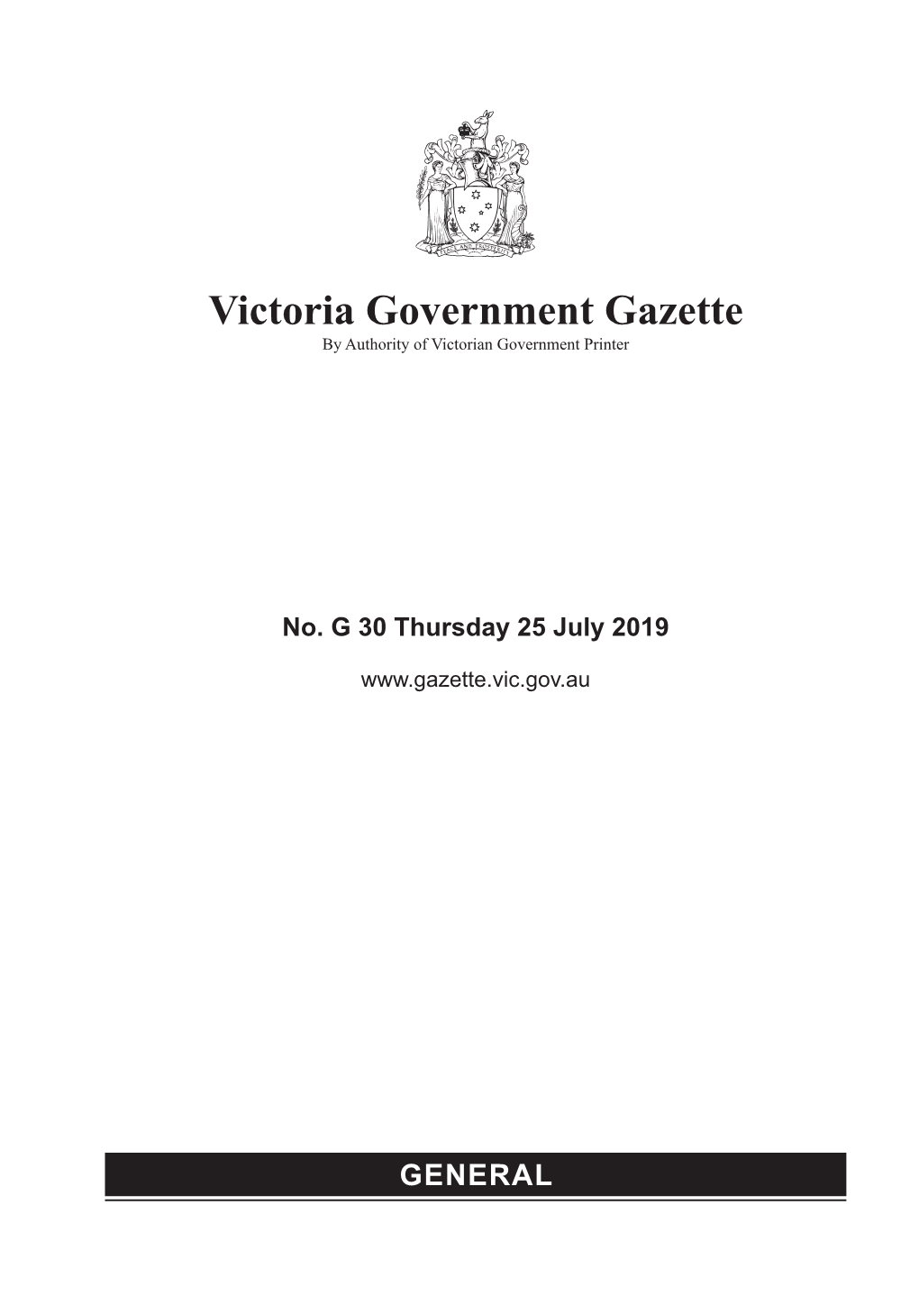 Victorian Government Gazette