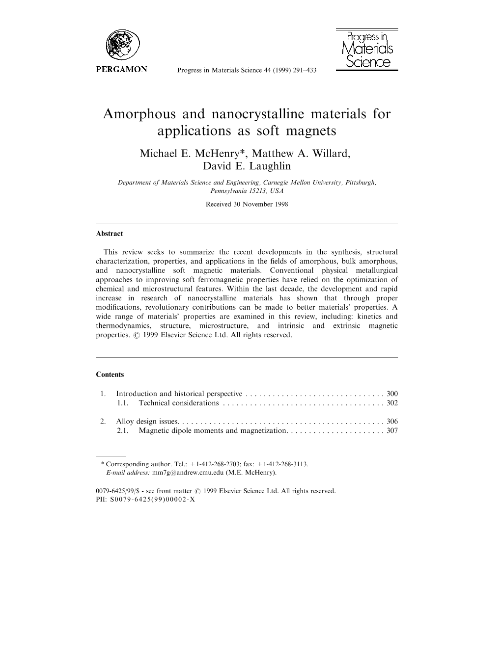 Amorphous and Nanocrystalline Materials for Applications As Soft Magnets