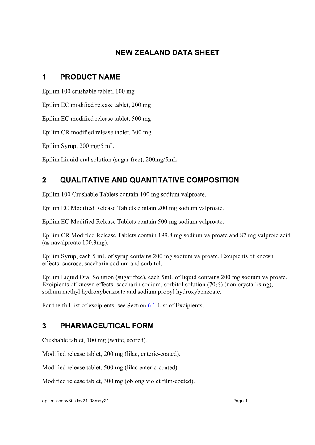 Epilim Data Sheet