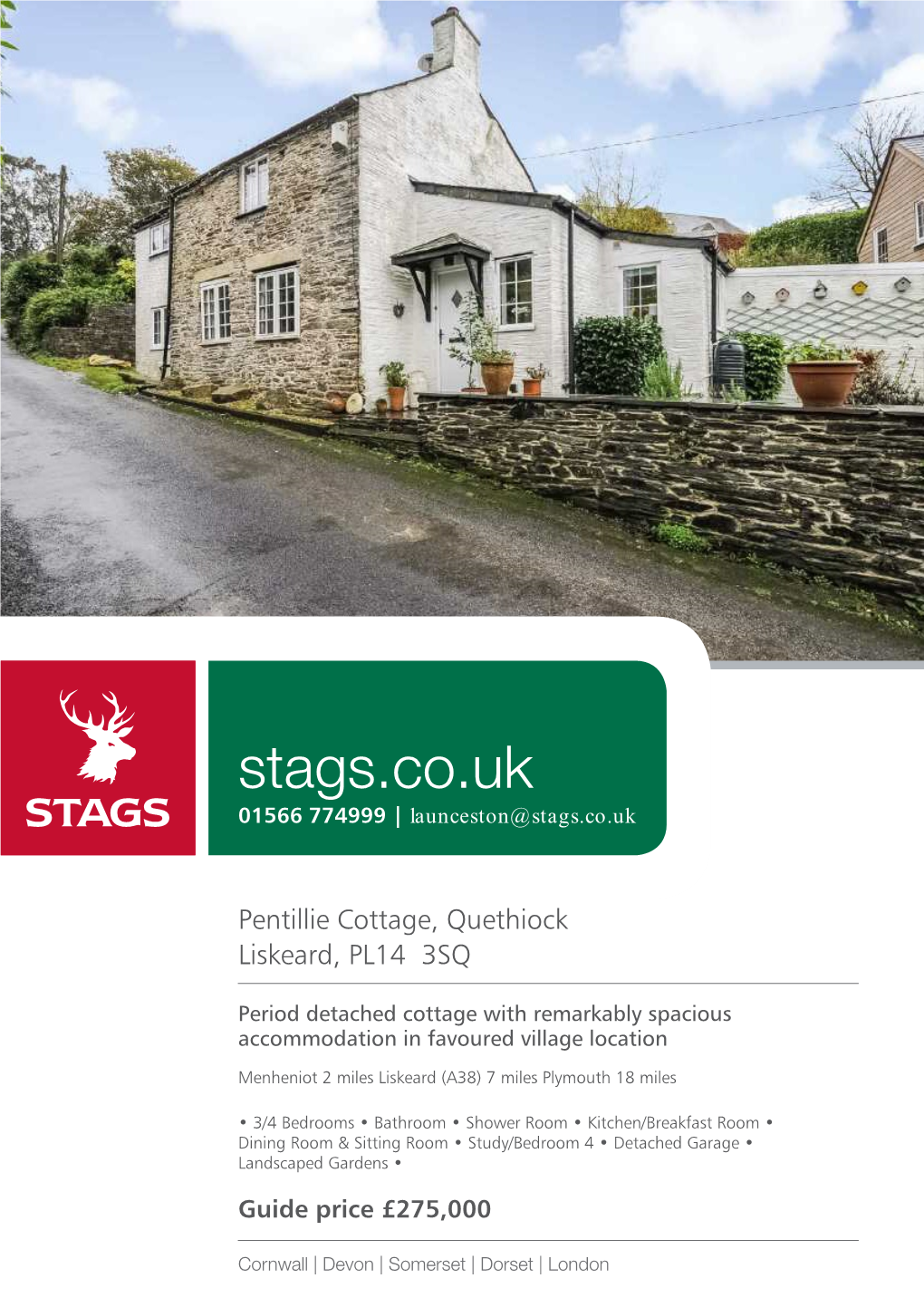 Stags.Co.Uk 01566 774999 | Launceston@Stags.Co.Uk