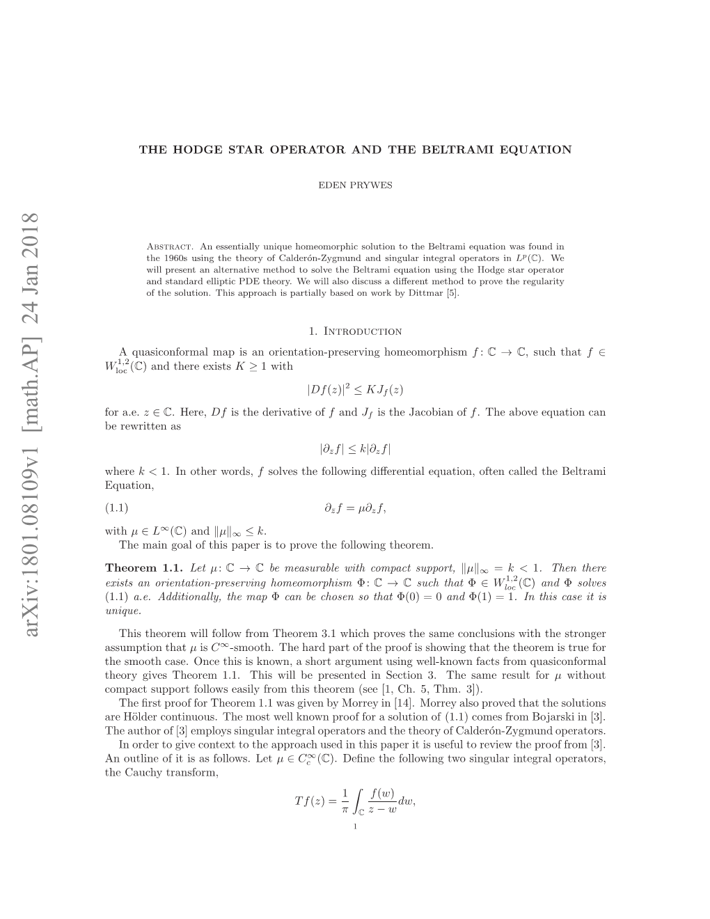 The Hodge Star Operator and the Beltrami Equation 11