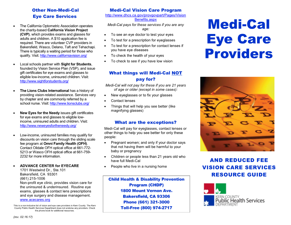 Medi-Cal Eye Care Providers