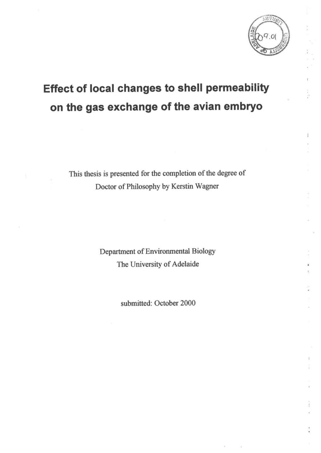 Effect of Local Changes to Shell Permeability on the Gas Exchange of the Avian Embryo