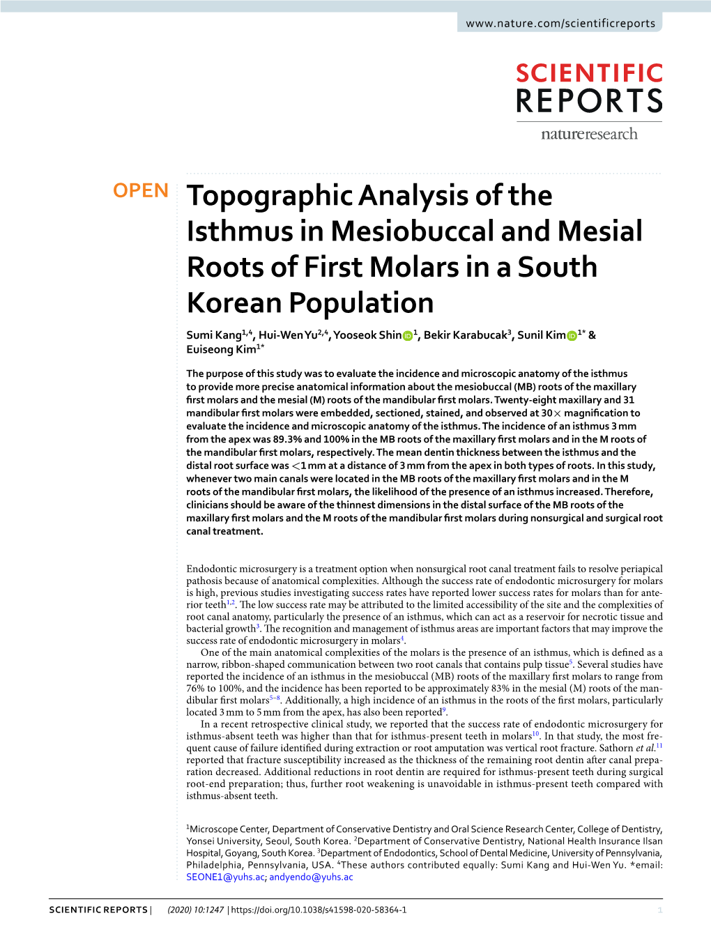 Topographic Analysis of the Isthmus in Mesiobuccal and Mesial Roots Of